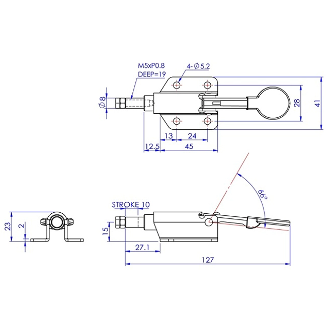 Vendita online Morsetto a levetta push pull a basso profilo